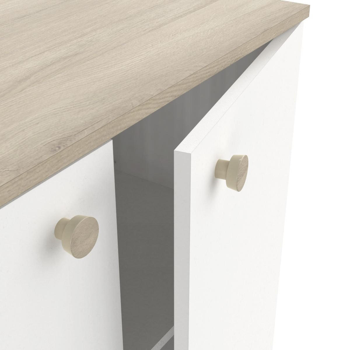 KLEINES Sideboard mit 2 Türen, Dekor Kronberger Eiche und Weiß - L79,7 cm - Apfelbaumfarben, Holzwerkstoff (35.1/104.2/79.7cm) - Calicosy