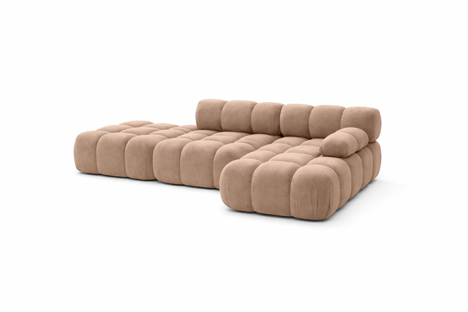 ECKSOFA L-Form Modular Mit Hocker, Veloursstoff Salvador, Dunkelbeige, Rechts, Selia - Beige, Holz (285/160cm) - Kaiser Möbel