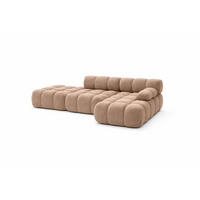 ECKSOFA L-Form Modular Mit Hocker, Veloursstoff Salvador, Dunkelbeige, Rechts, Selia - Beige, Holz (285/160cm) - Kaiser Möbel