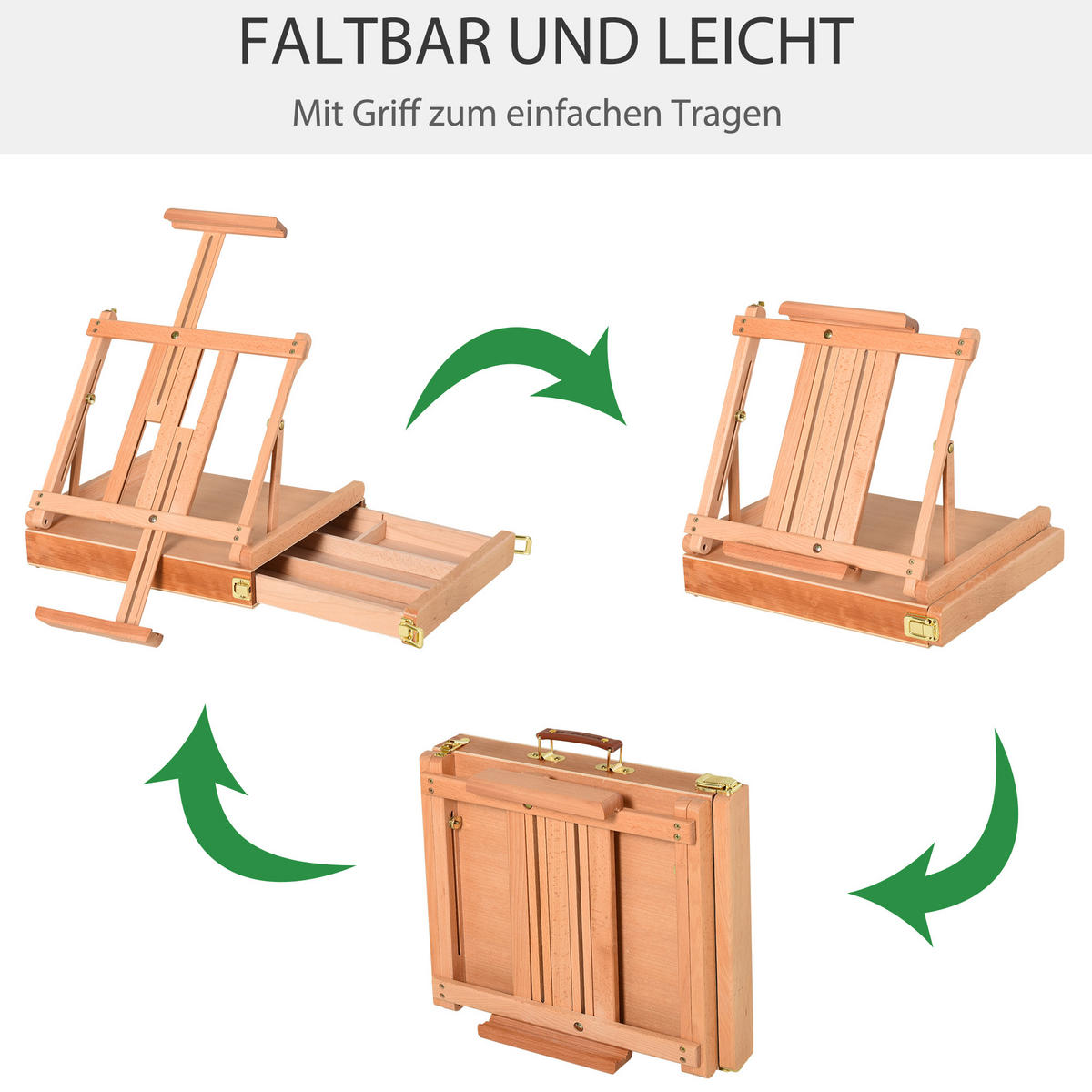 STAFFELEI Buchenholz Natur - Naturfarben, Holz (36/12.5/42cm) - HOMCOM