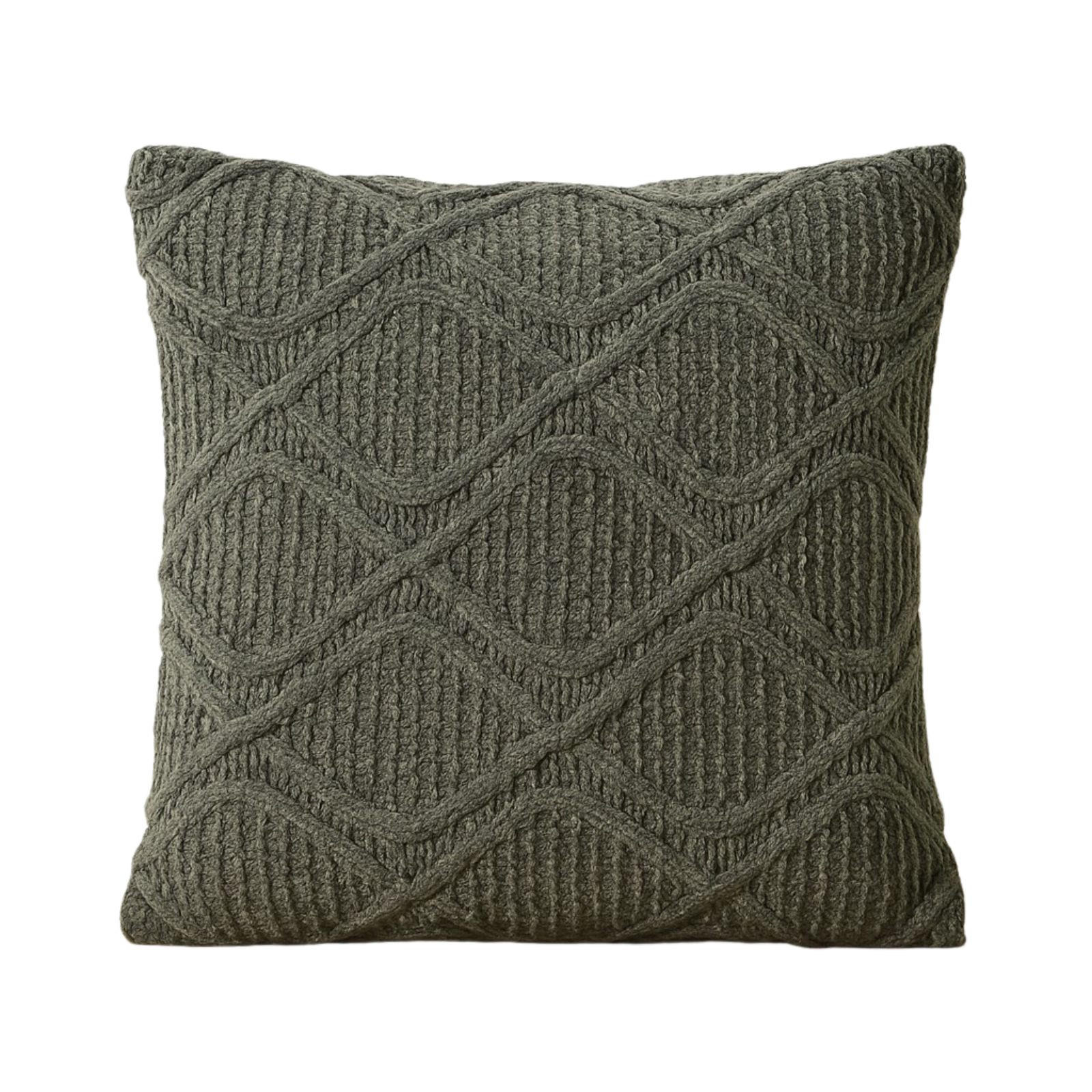 KISSEN gestrickt Chenille 45/45/12 cm - Grau, Textil (45/45cm) - Home Styling Collection
