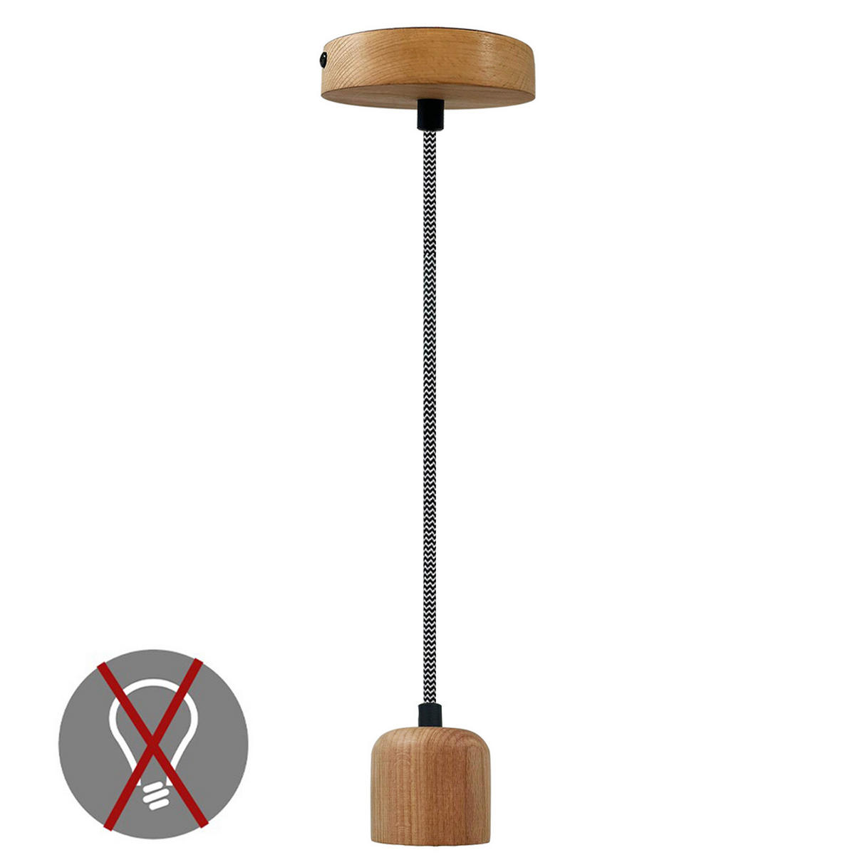 PENDELLEUCHTE Erdy Textilkabel 7.5/7 cm - Nussbaumfarben, Holz/Textil (7/7.5/7cm) - Bamyum