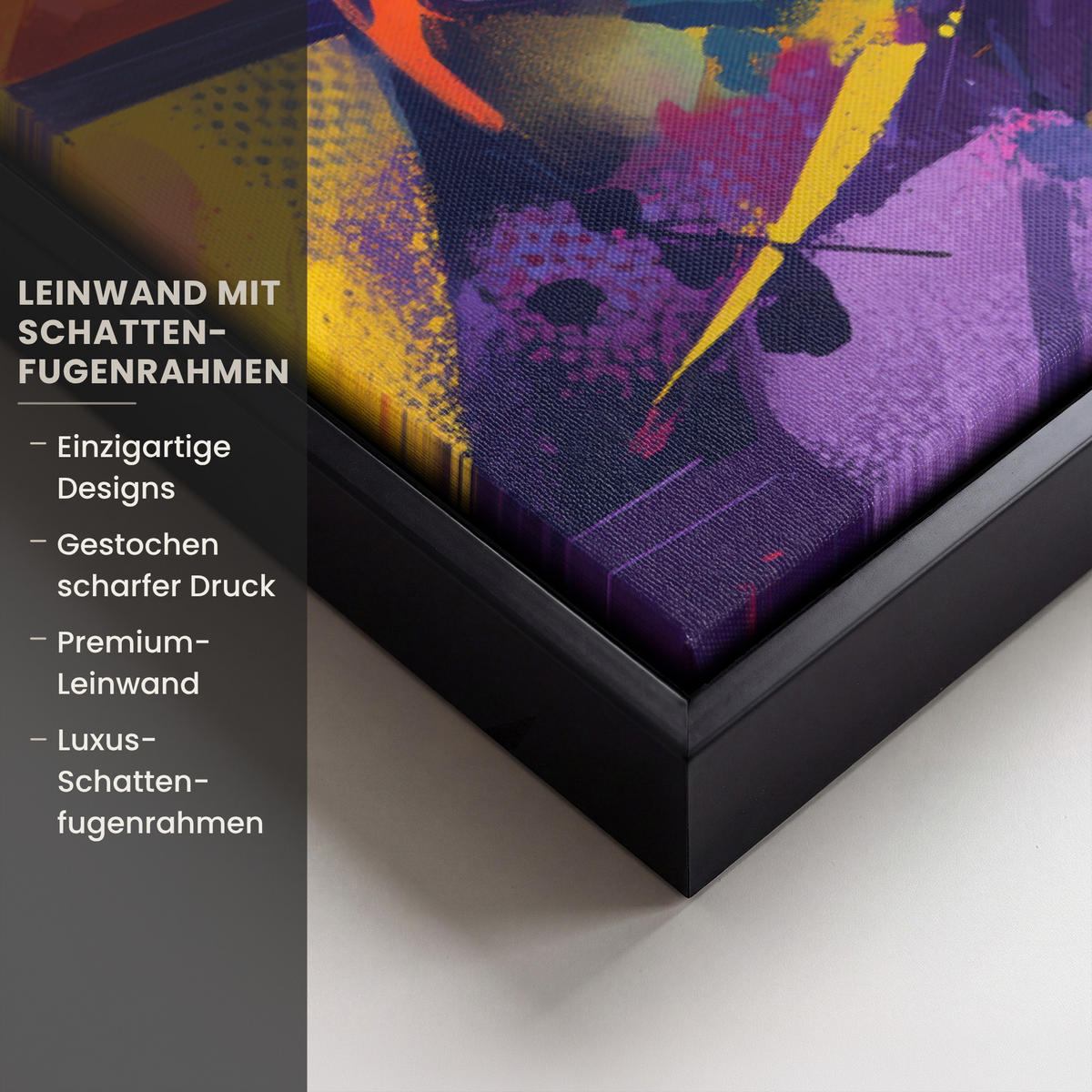 LEINWAND Bilder mit Rahmen - Abstrakt - Formen - Farbenfroh - 60x40 - Magenta, Textil (60/40cm) - MuchoWow