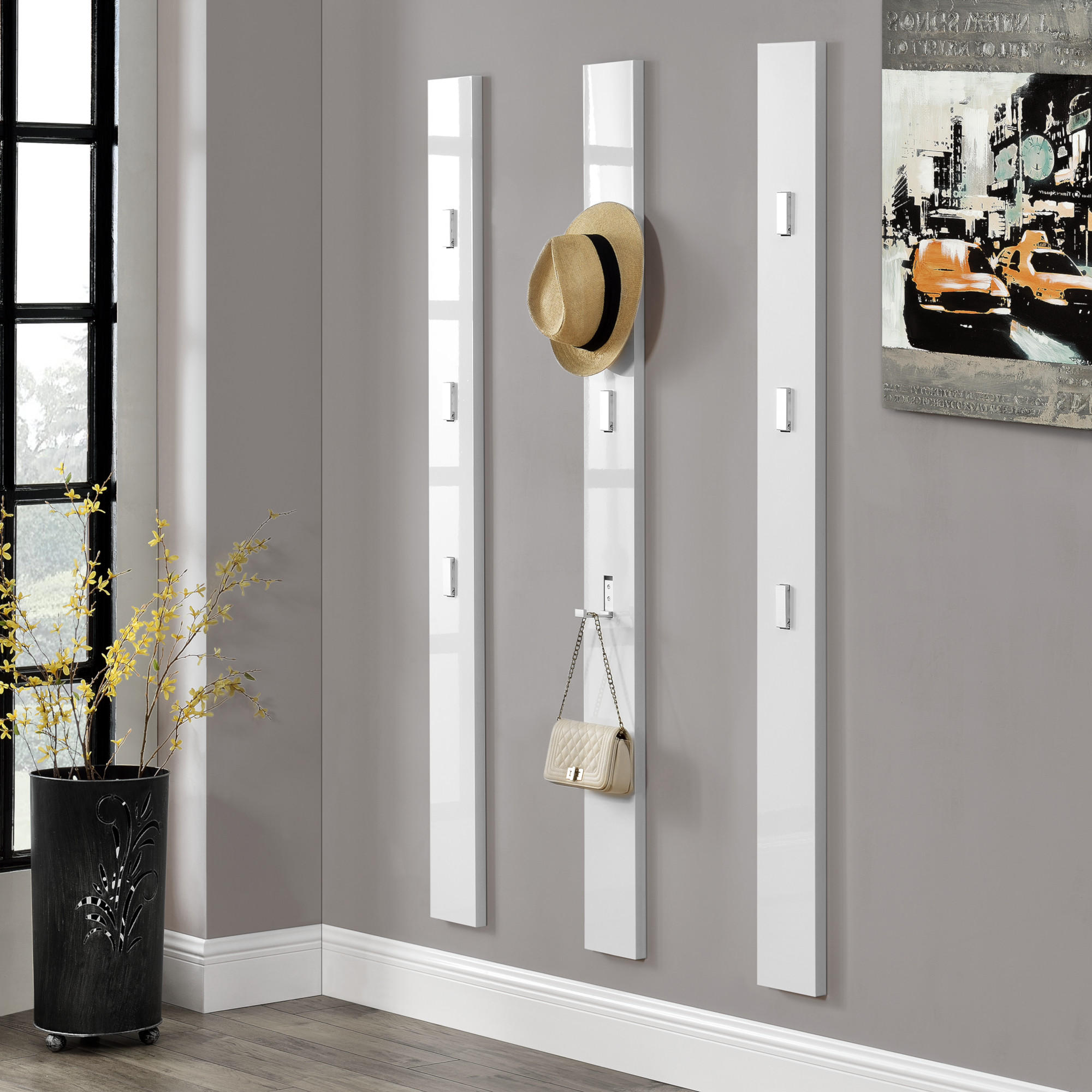 Thumbnail - [en.casa] Hakenleiste, Weiß, Holzwerkstoff, Metall, 15x165x3 cm, Garderobe, Garderobenleisten & Garderobenhaken