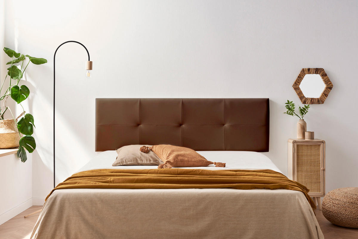 Kopfteil gepolstert ALTEA Kunstleder 160x50x5 cm - Braun - Moonia - Braun, Holz (160/5/50cm)