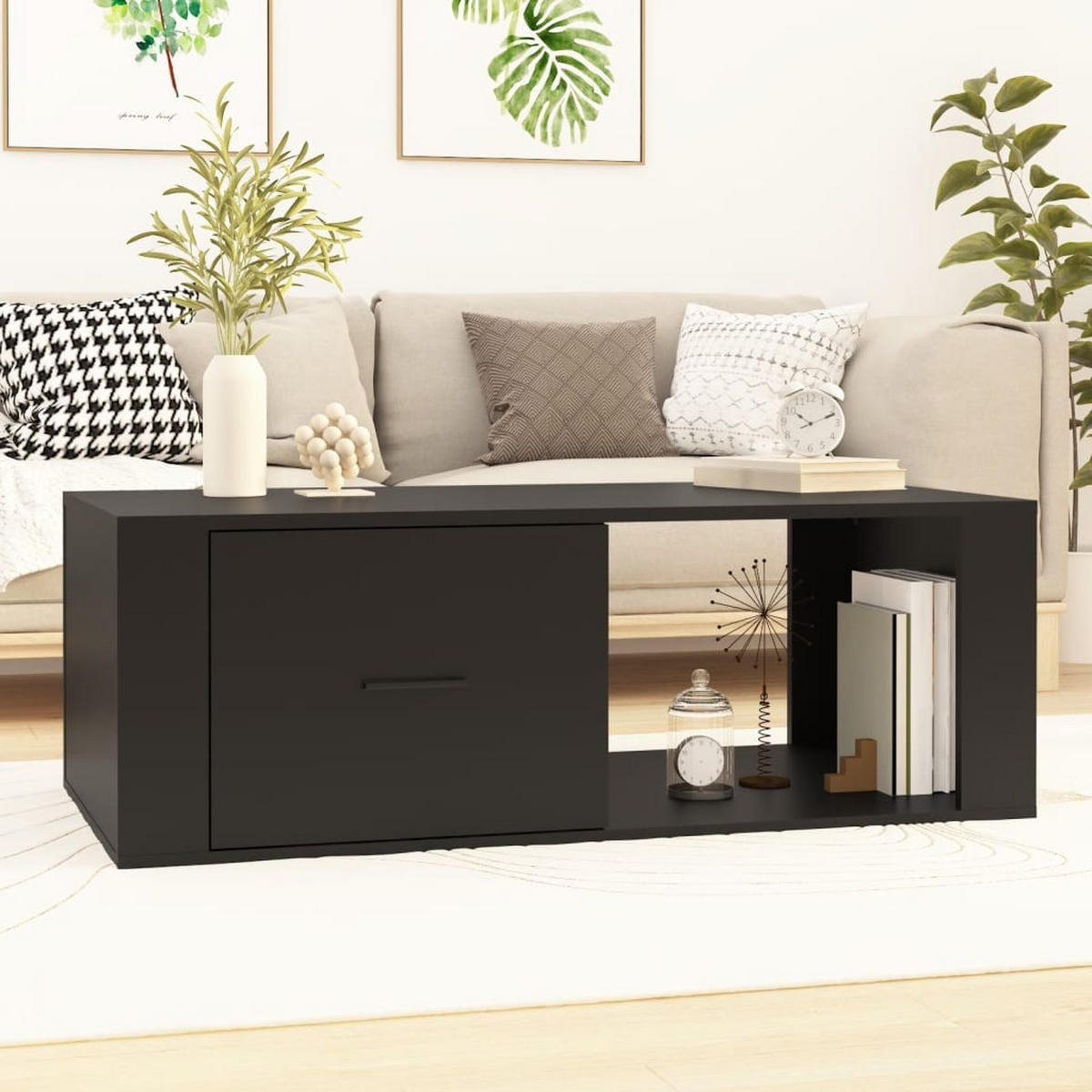 COUCHTISCH Schwarz 100x50,5x35 cm Holzwerkstoff - Schwarz, Holzwerkstoff (100/50.5/35cm) - furnicato