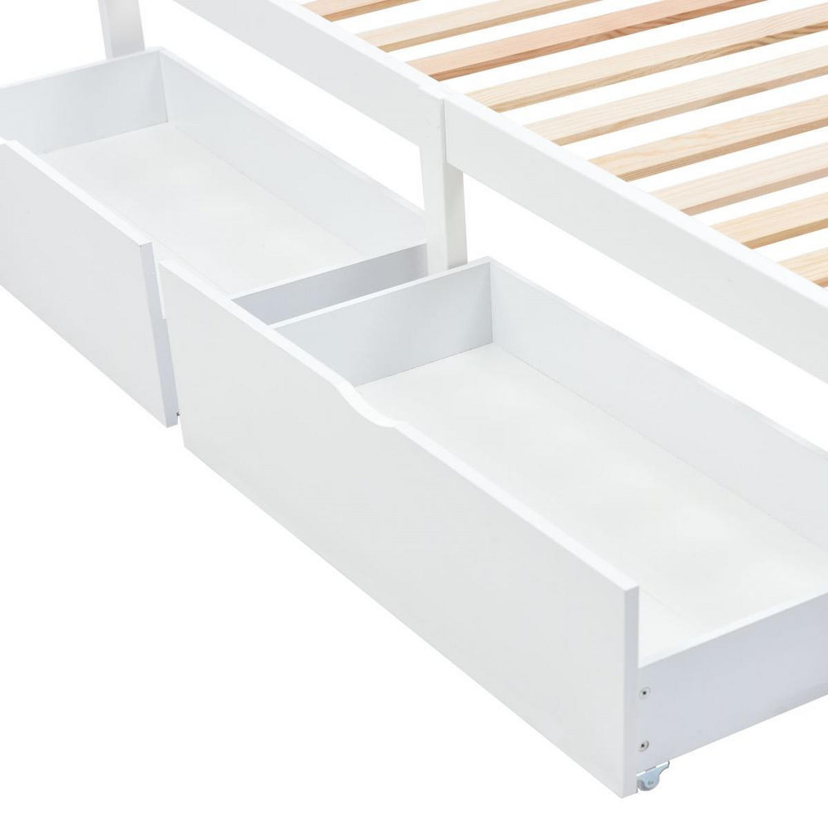 JUGENDBETT 90/200 cm in Weiß mit Zwei Schubladen - Weiß, Holz (90/200cm) - KOMHTOM