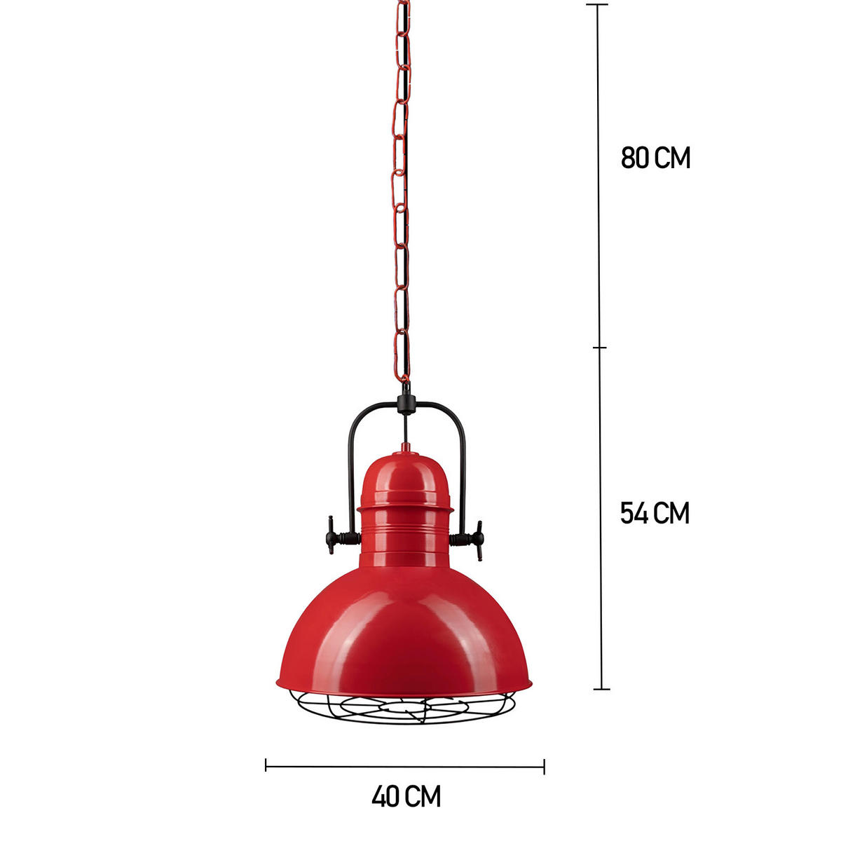 PENDELLEUCHTE Lampe Vintage 40/53 cm - Rot, Metall (40/53cm) - Bamyum