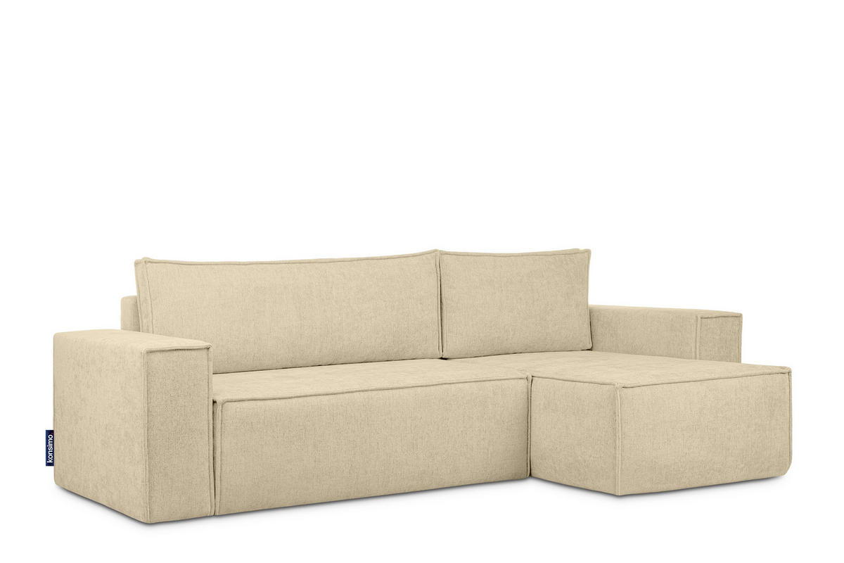 ECKSOFA-LINKS/RECHTS NAPI II mit Schlaffunktion, dunkel creme - Creme, Textil (262/148cm) - KONSIMO®
