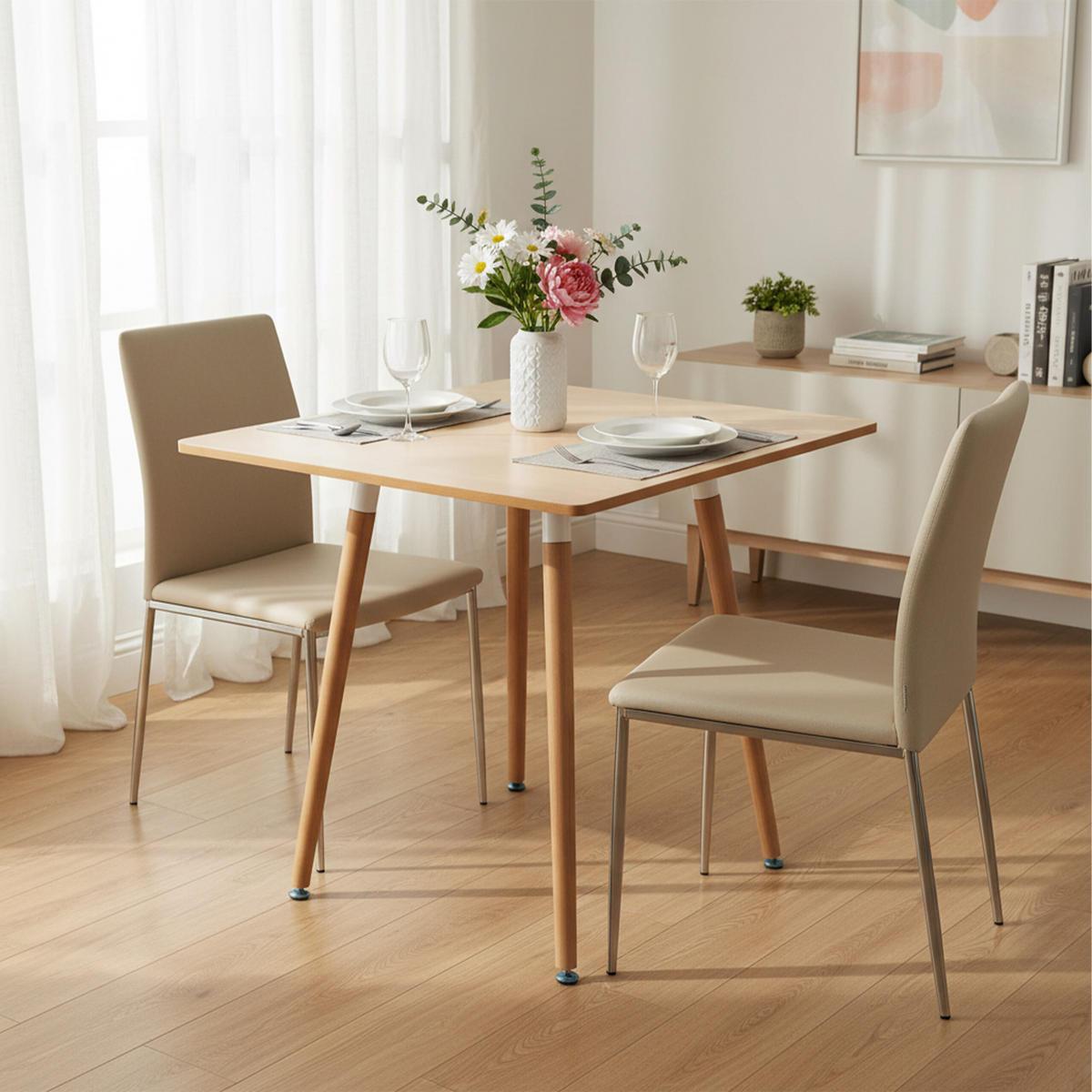 JÍDELNÍSTŮL - různobarevná, kov/dřevo (75/75/75cm) - Relaxdays