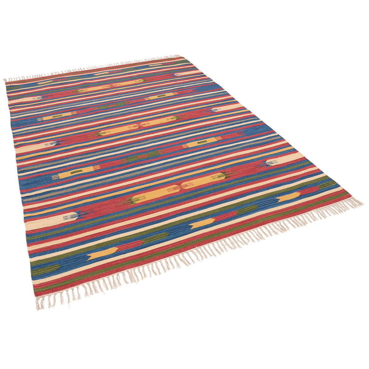 BAUMWOLLE NATUR KELIM TEPPICH LINA STRIPES - Multicolor, Textil (200/290cm) - Pergamon