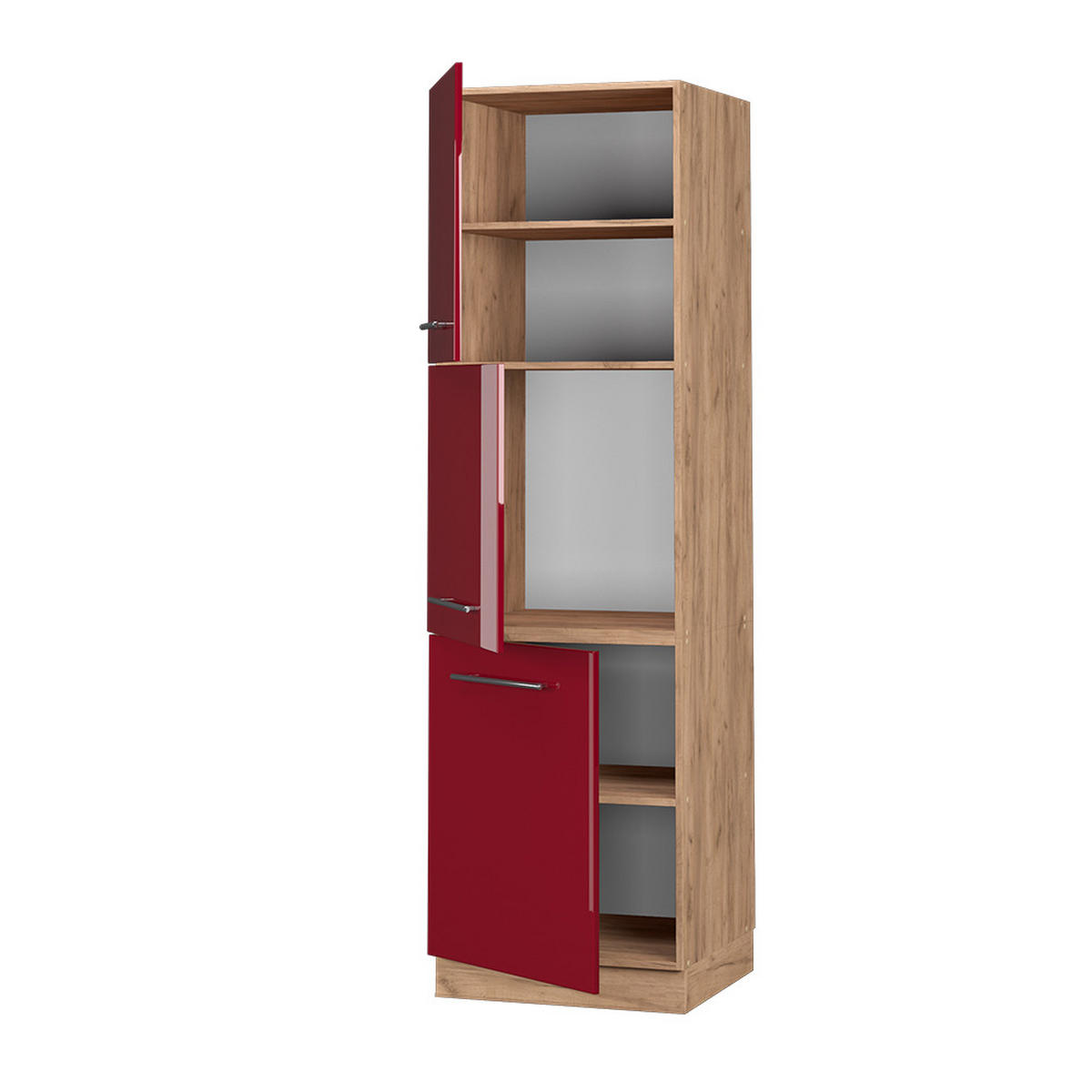 HERDUMBAUSCHRANK Fame-Line Bordeaux Hochglanz 60 cm - Honigeiche/Bordeaux, Holzwerkstoff (60/206.8/58cm) - Vicco