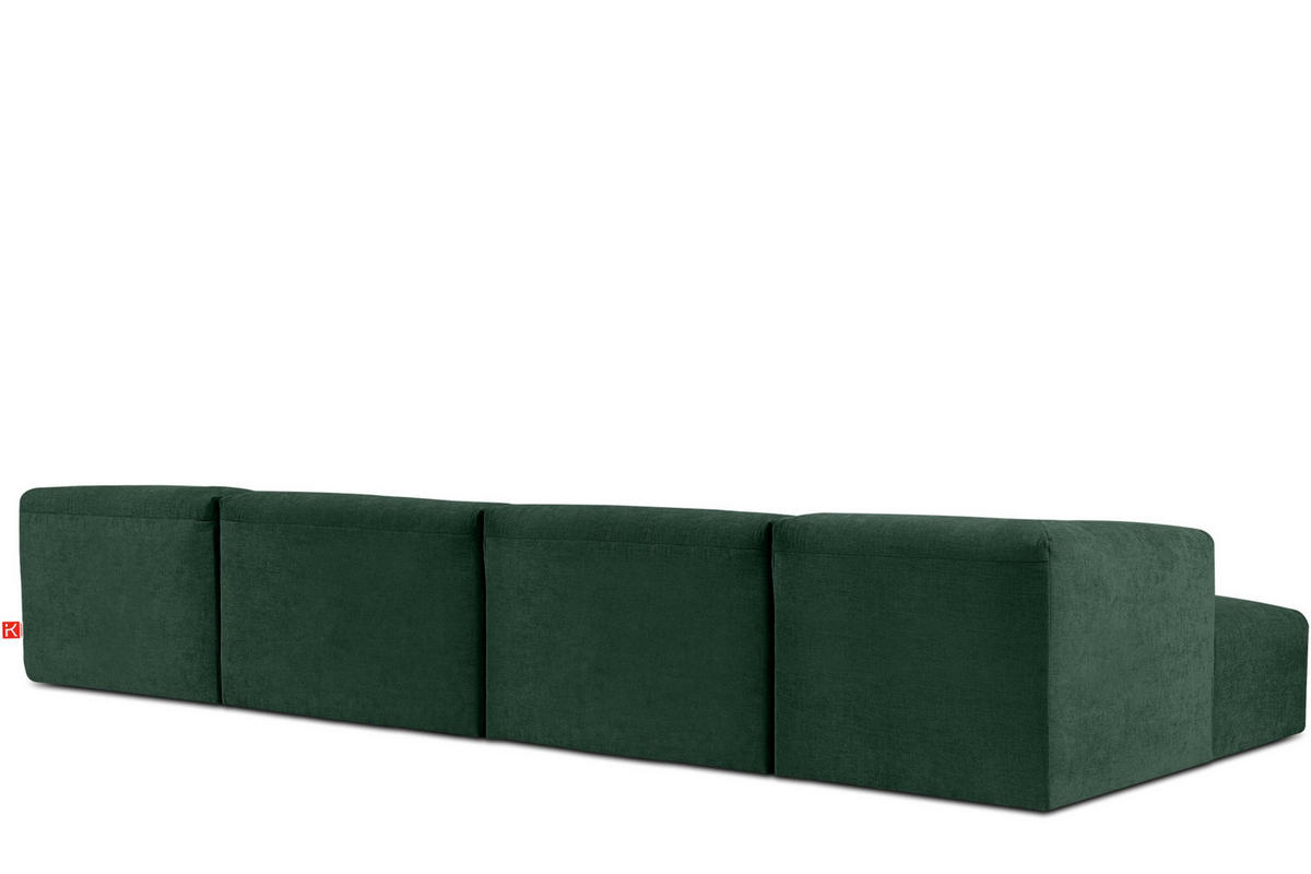 PANORAMA-ECKSOFA BUFFO 7/8 Sitzer mit extrem weicher Sitzfläche, Gewebestoff, maritim - Grün, Textil (424/73/180cm) - KONSIMO®