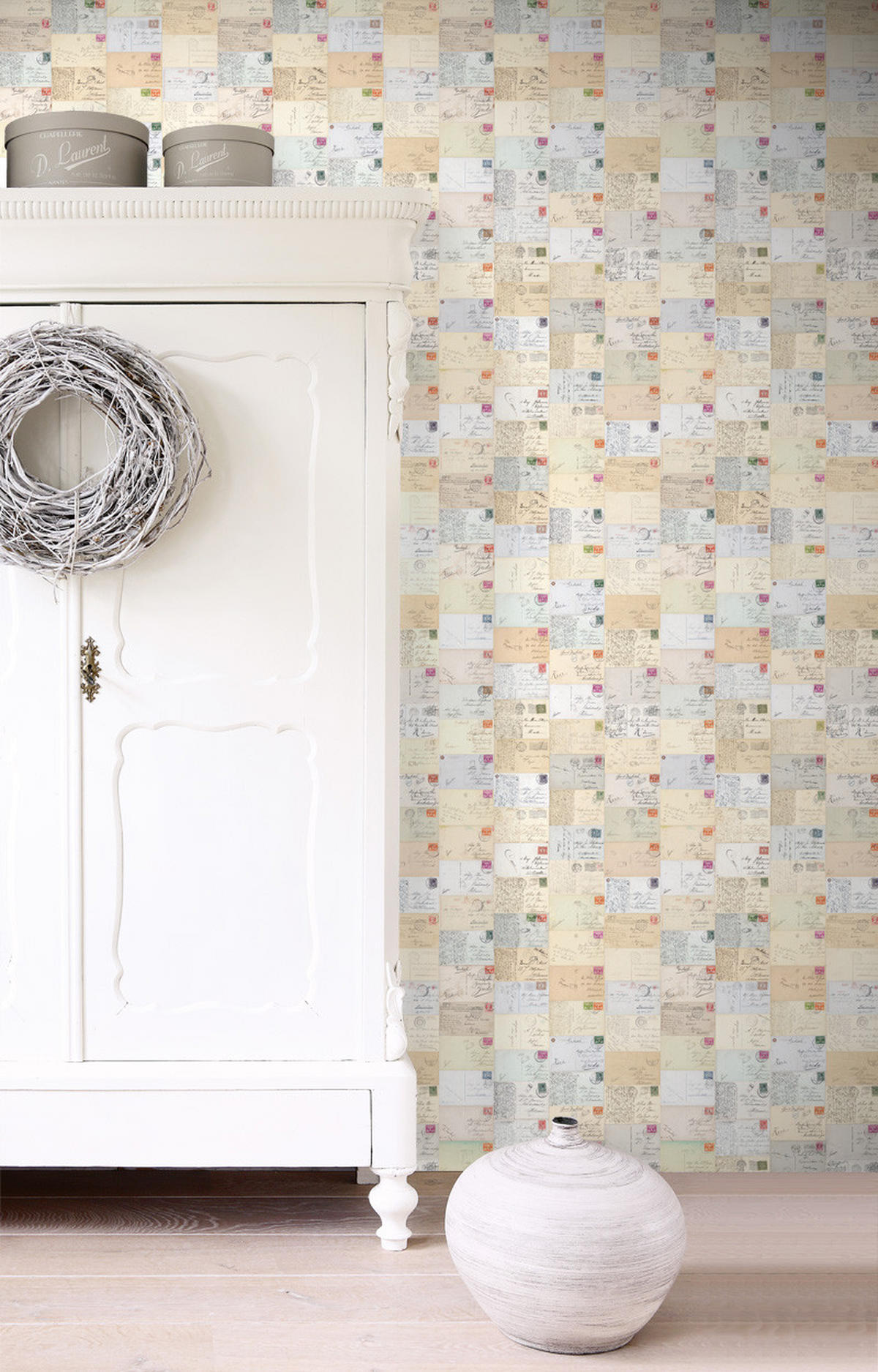 XXL-VLIESTAPETE Postkarten 50 x 900 cm - Gelb, Papier (50/900cm) - ESTAhome
