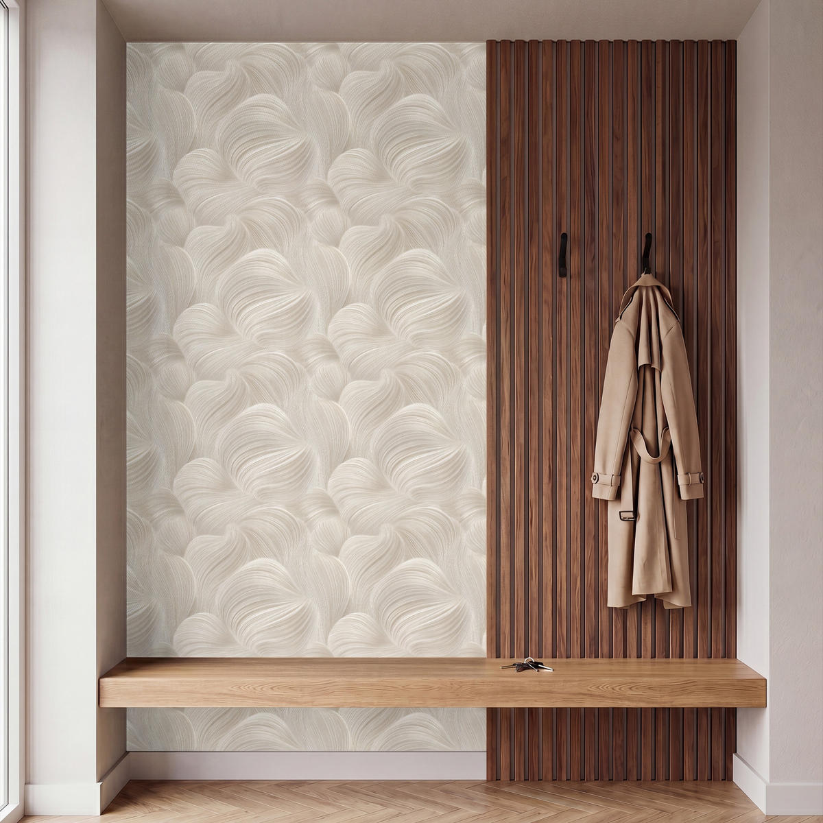 TAPETE - Lines - Ventilator - Beige - 140x260 cm - Creme, Papier (140/260cm) - OnlyWow