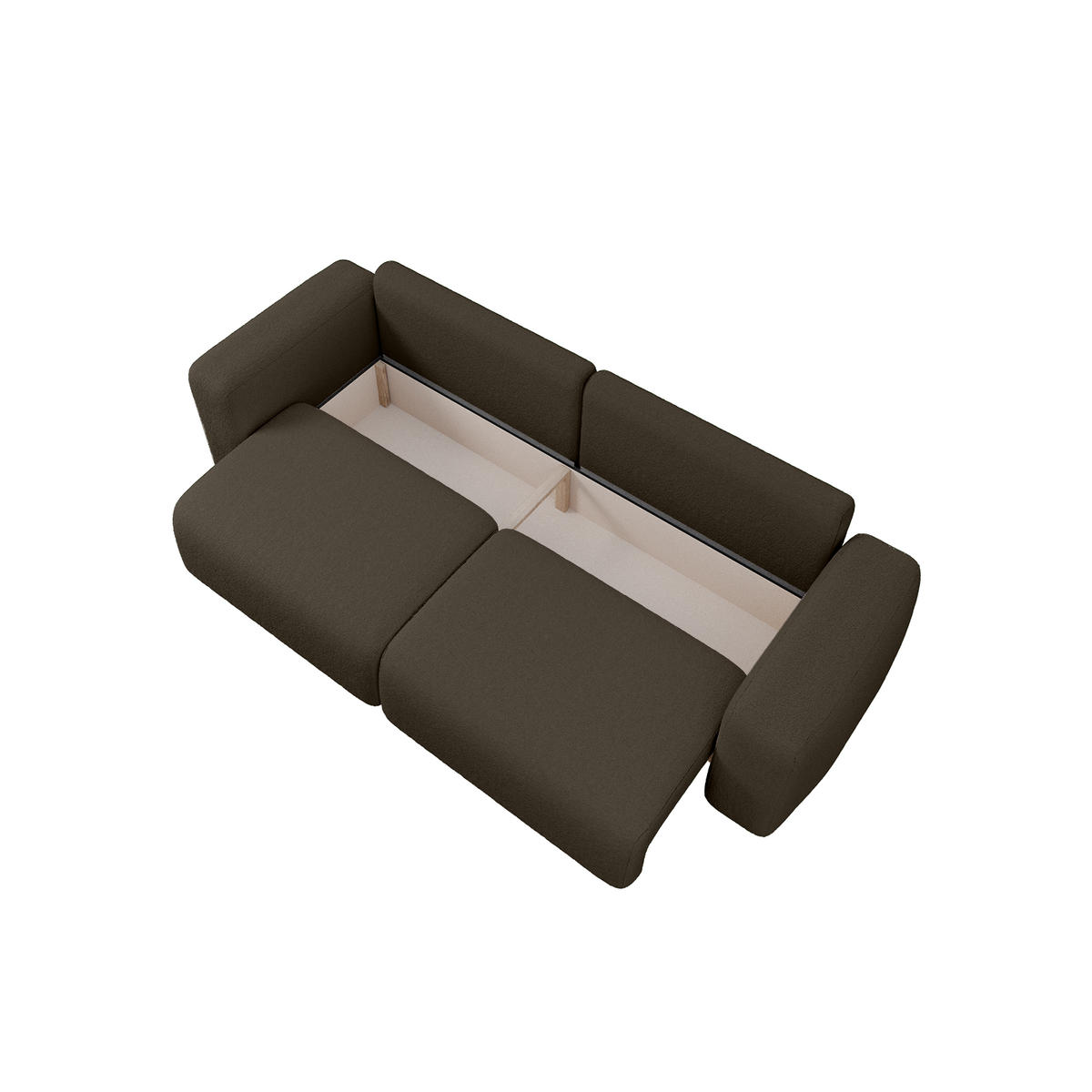 SOFA TALW mit Schlaffunktion, Dunkelbraun - Dunkelbraun, Textil (255/85/105cm) - Fedve