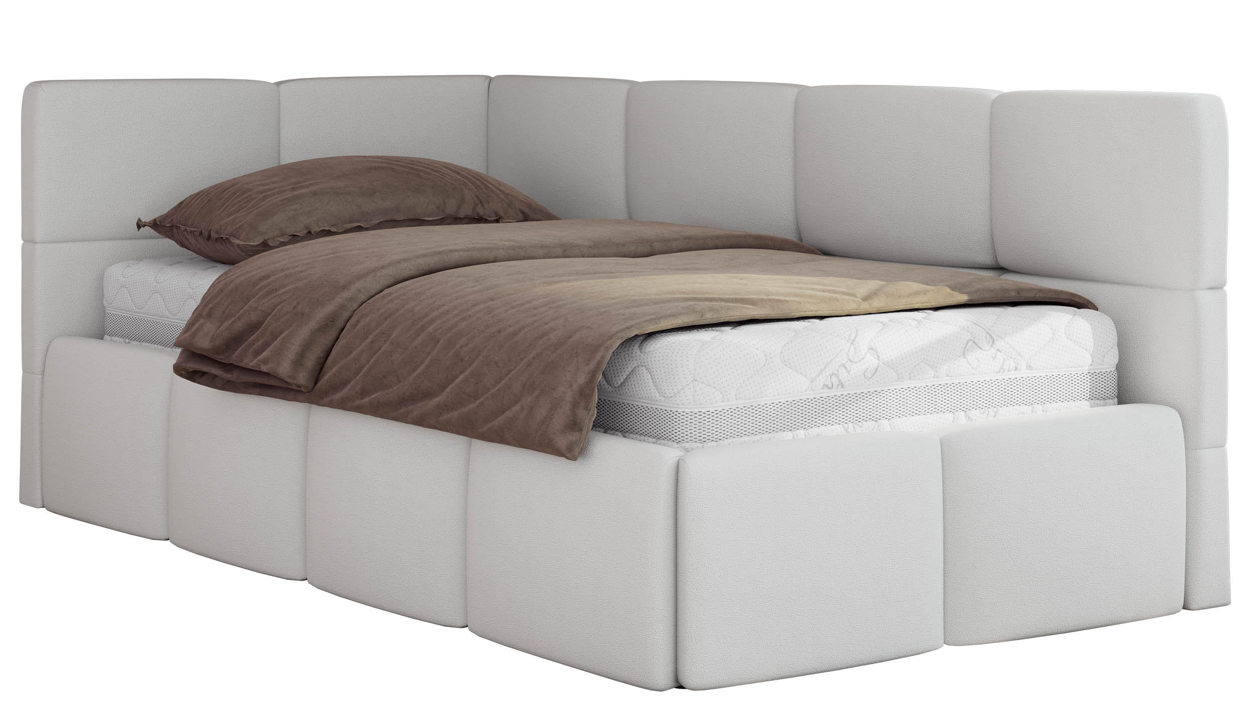 JUGENDBETT ARVO 90/200 - Weiß Kunstleder - ohne Matratze - Links Seite - Weiß, Textil (90/200cm) - MKS