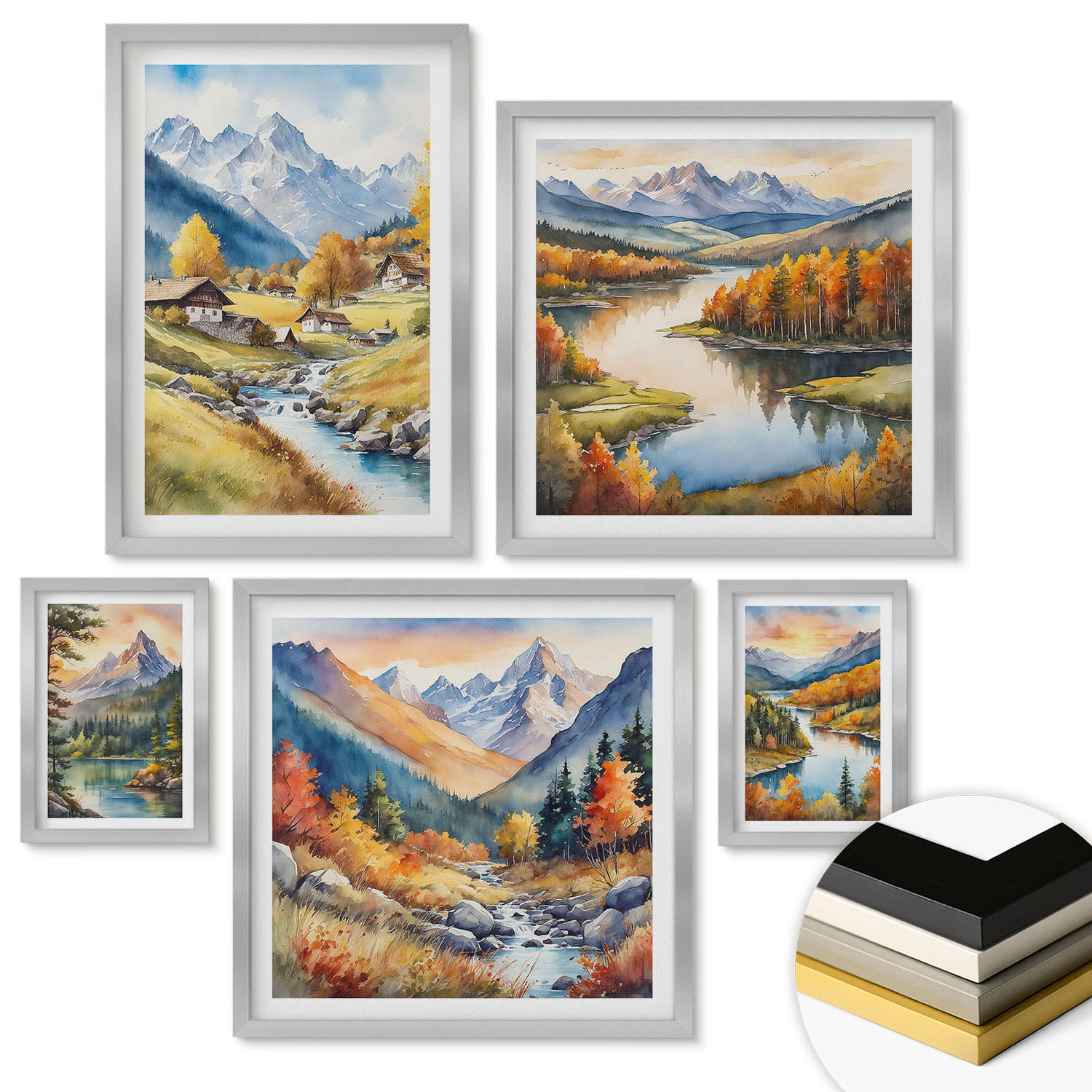 ArtPrintCave Wandbilder Silber 40x60 cm