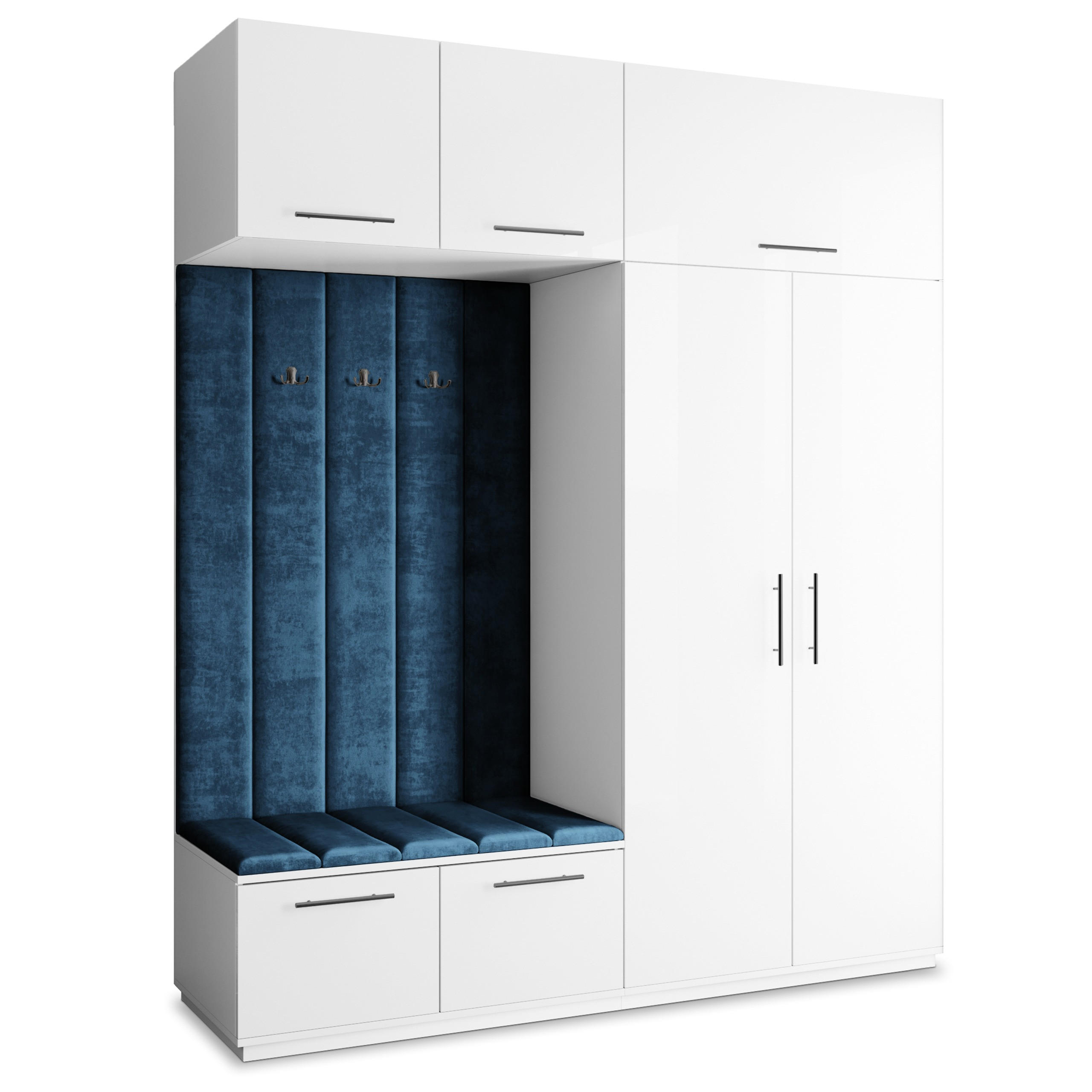 Masseno Garderobenschrank Weiß, Blau 200x240x60 cm