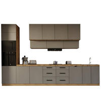 KÜCHENZEILE 440 cm - Langen KL8-M440 in Beige/Matt - Beige/Schwarz, Holz/Metall (440/248/58cm)