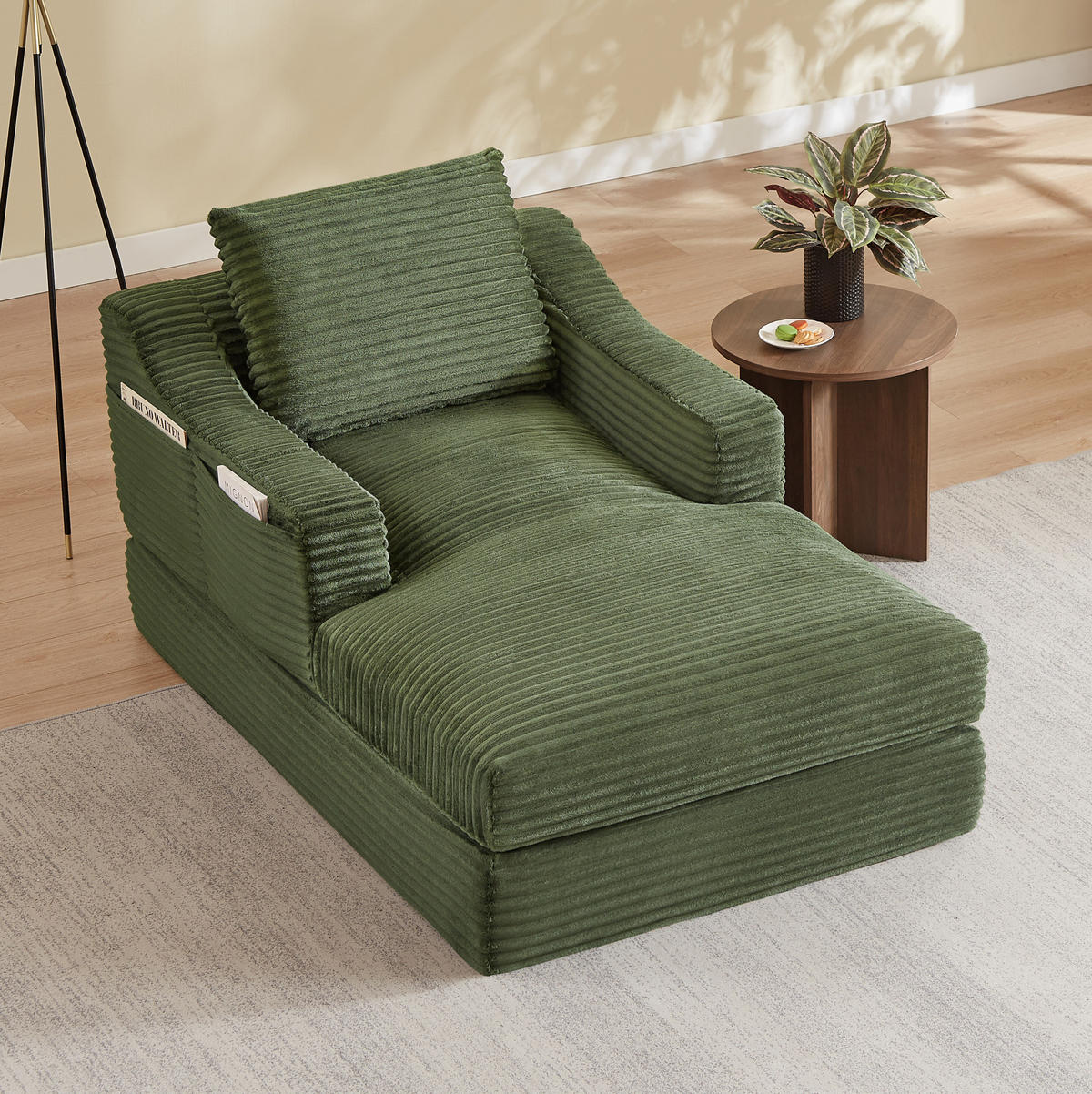 SESSEL ausziehbar Grün mit Doppelschicht-Design - Grün, Textil (162/68/100cm) - Meubliv