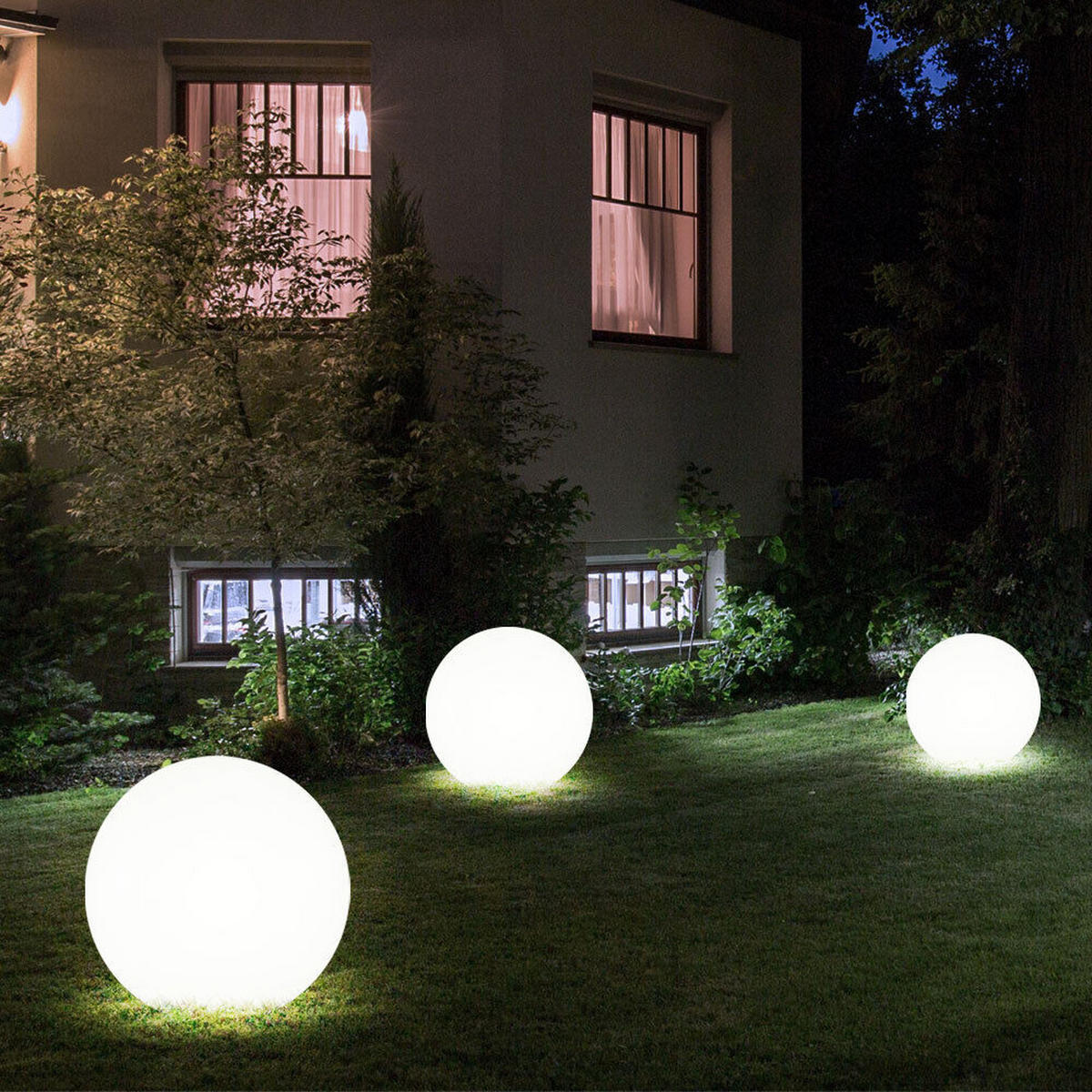 LED AUSSENLEUCHTE Kugel Weiß Silber - Weiß, Kunststoff (25/65/25cm)
