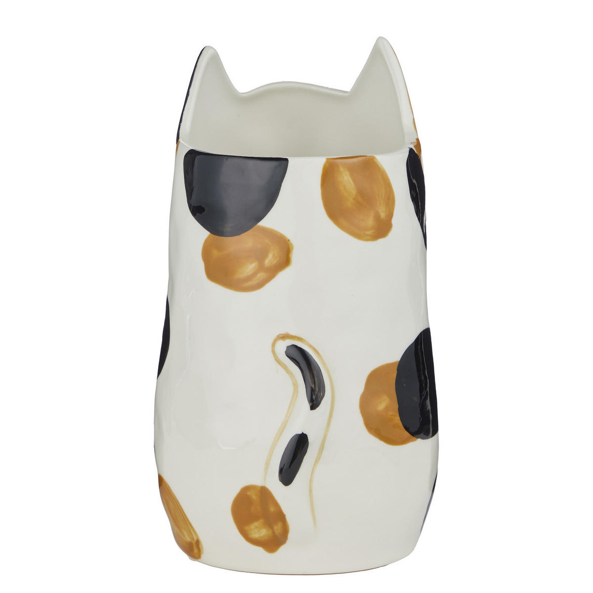 VASE Pablo Katze - Steingut - Beige - Beige/Schwarz, Keramik (20cm) - Butlers
