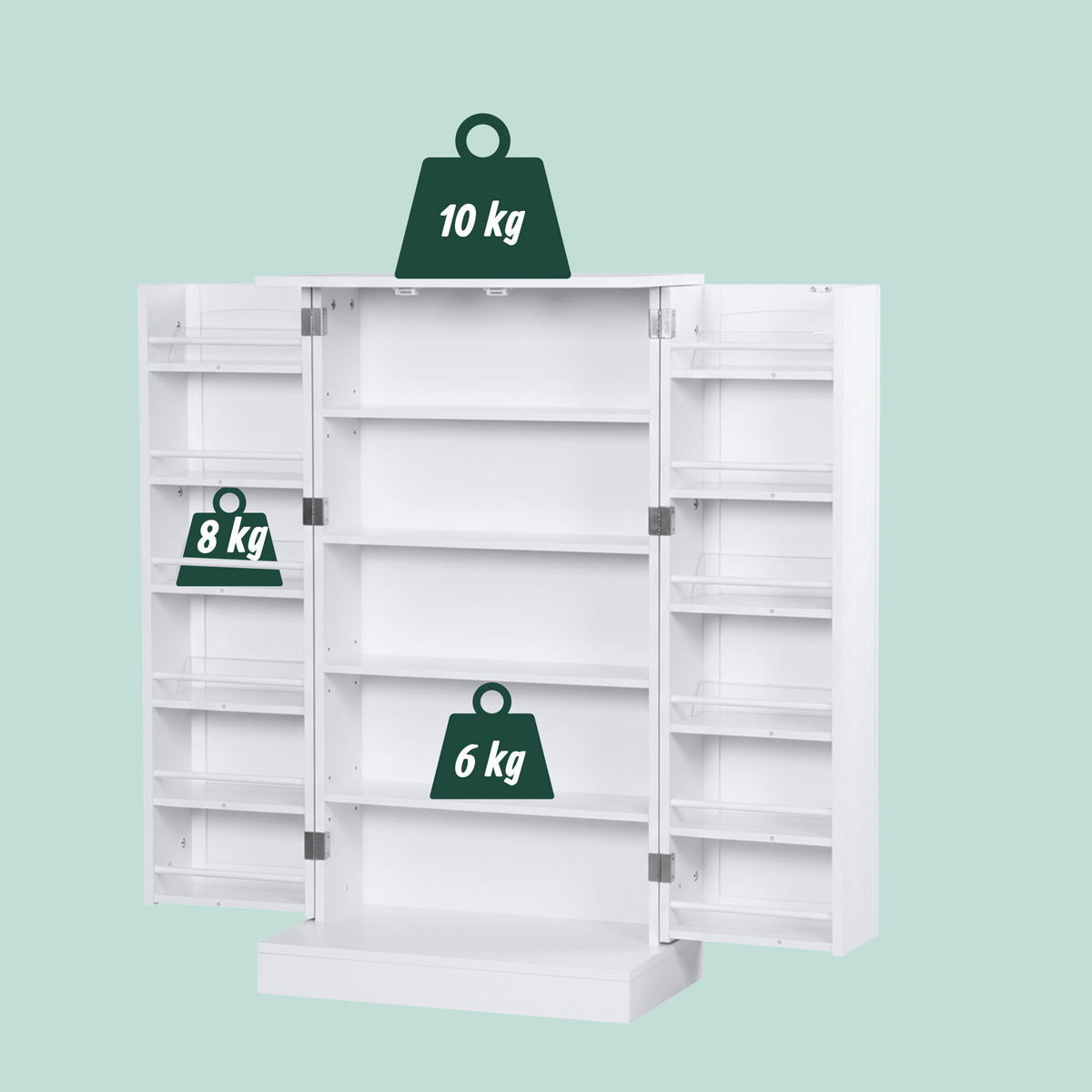 VORRATSSCHRANK - Weiß, Holz/Holzwerkstoff (60/103.5/30cm) - Relaxdays