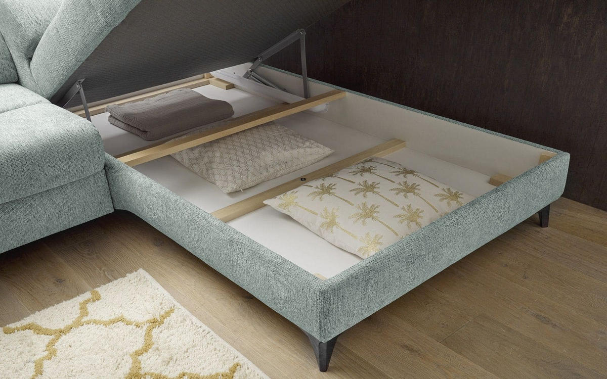 ECKSOFA mit elektrischer Wallaway-Funktion und vielseitigen Anpassungsmöglichkeiten - Blau, Textil (198/282cm) - ed exciting design