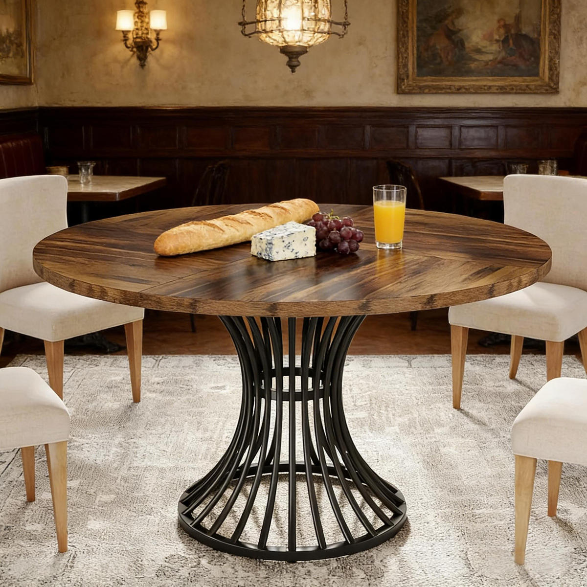 ESSTISCH Rustikalbraun 119/119/76.5 cm - Schwarz, Holz (119/119/76.5cm) - PANGIVO