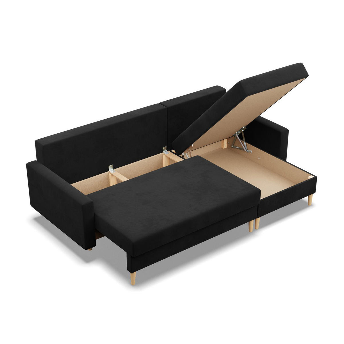 ECKSOFA MIT SCHLAFFUNKTION BLANK, Schwarz - Schwarz, Textil (223/140cm) - Mebligo