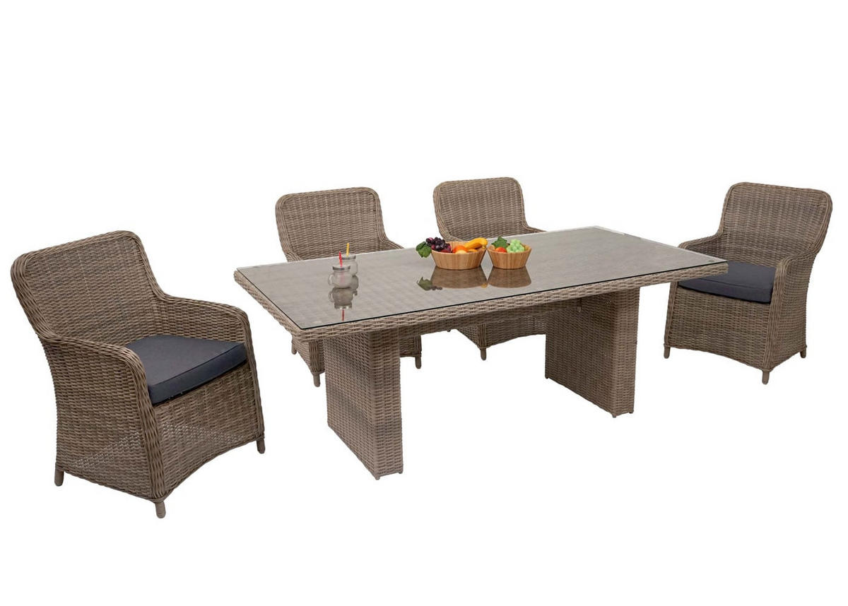 GARTENSTUHL 2er-Set Beige Kissen Grau - Beige, Metall (63/94/63cm) - PROREGAL