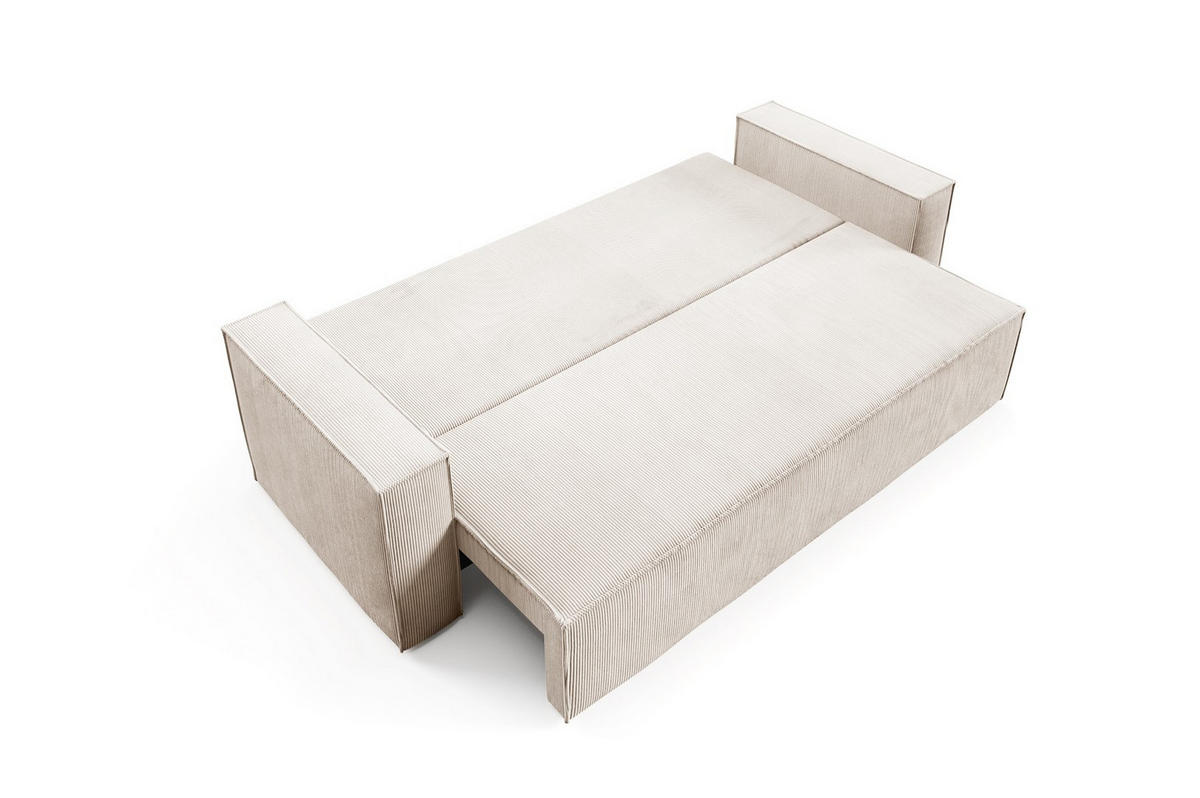 SOFA Roda Beige, Kordsofa mit Schlaffunktion - Beige, Holzwerkstoff/Textil (248/93/96cm) - Bettso