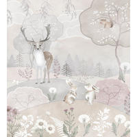 FOTOTAPETE Waldtiere 250 x 279 cm - Pink, Papier (250/279cm) - Sanders & Sanders