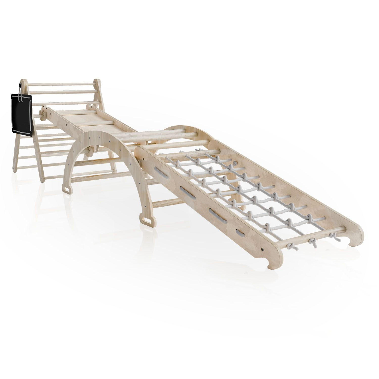 KLETTERDREIECK Movario mit Kissen 80x50cm - Groß - Naturfarben, Holz (56/101/54cm) - Juskys