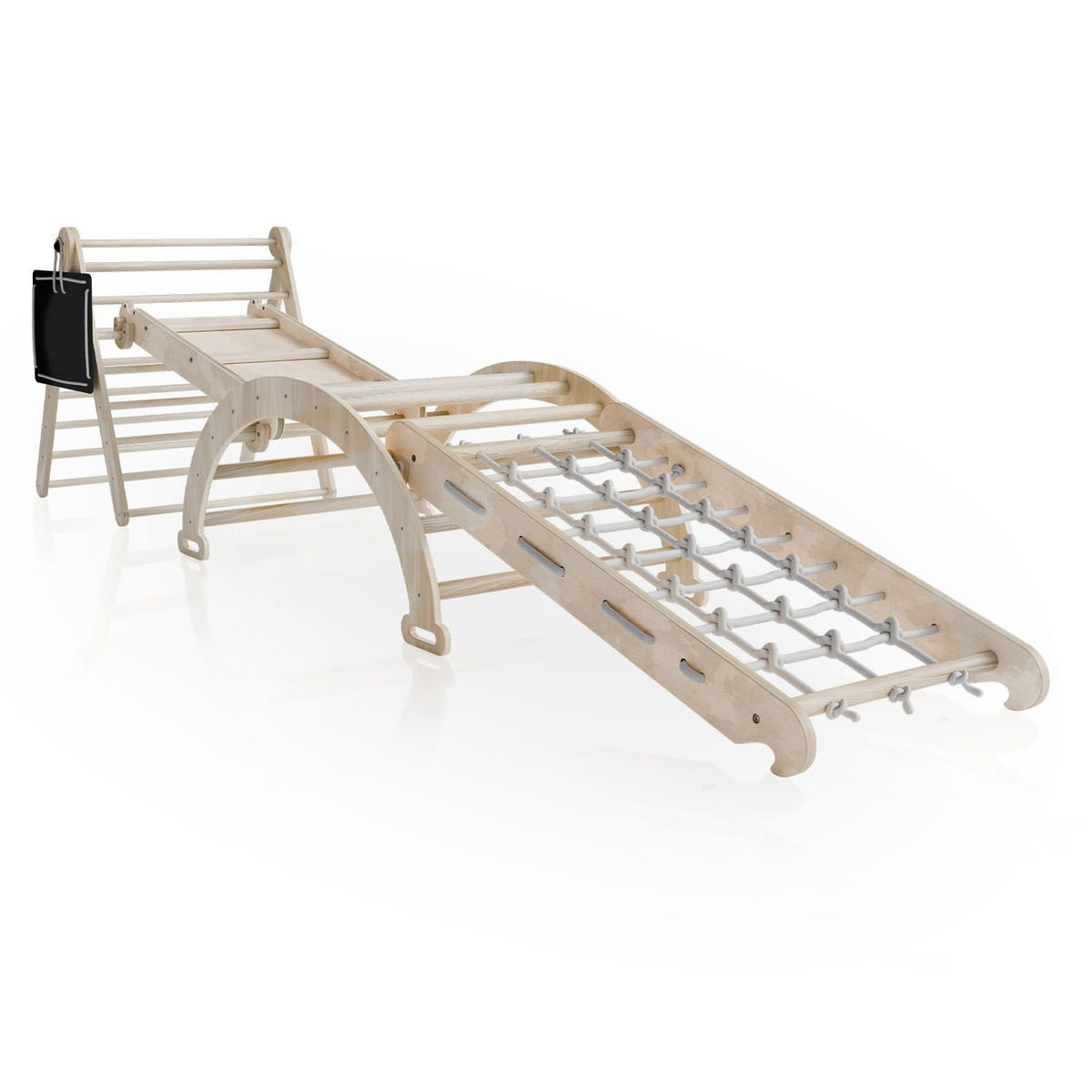 KLETTERDREIECK Movario mit Kissen 80x50cm - Groß - Naturfarben, Holz (56/101/54cm) - Juskys