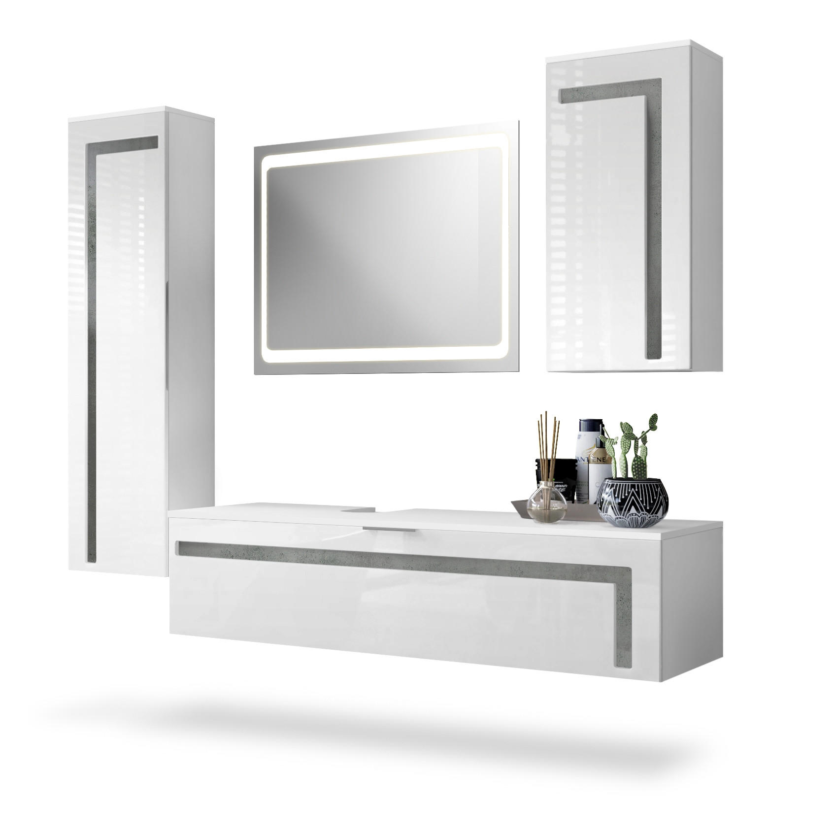 Vladon Badmöbelset Dunkelgrau 210x185x51 cm