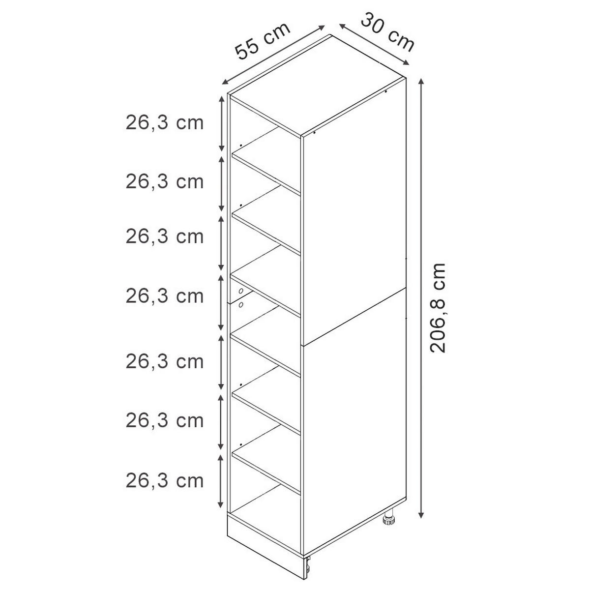KUCHYNSKÁ POLICA R-Line, biely/biely, 30 cm so 7 priehradkami - biela, kompozitné drevo (30/206.8/55cm) - Vicco