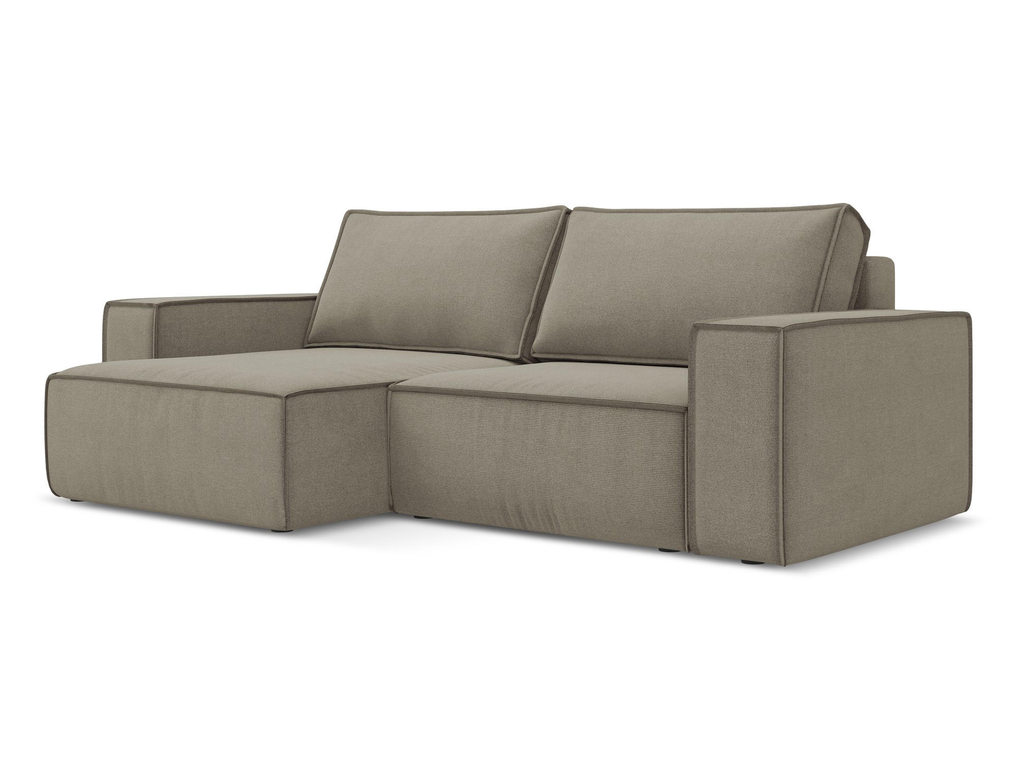 ECKSOFA mit Schlaffunktion Strukturstoff Stoff Beige - Beige/Schwarz, Kunststoff/Textil (148/257cm) - Makamii