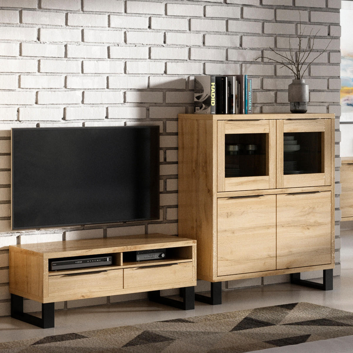 TV-MÖBEL Eden Holz und Metall - Braun, Holzwerkstoff (124/50/50cm) - Petits-meubles