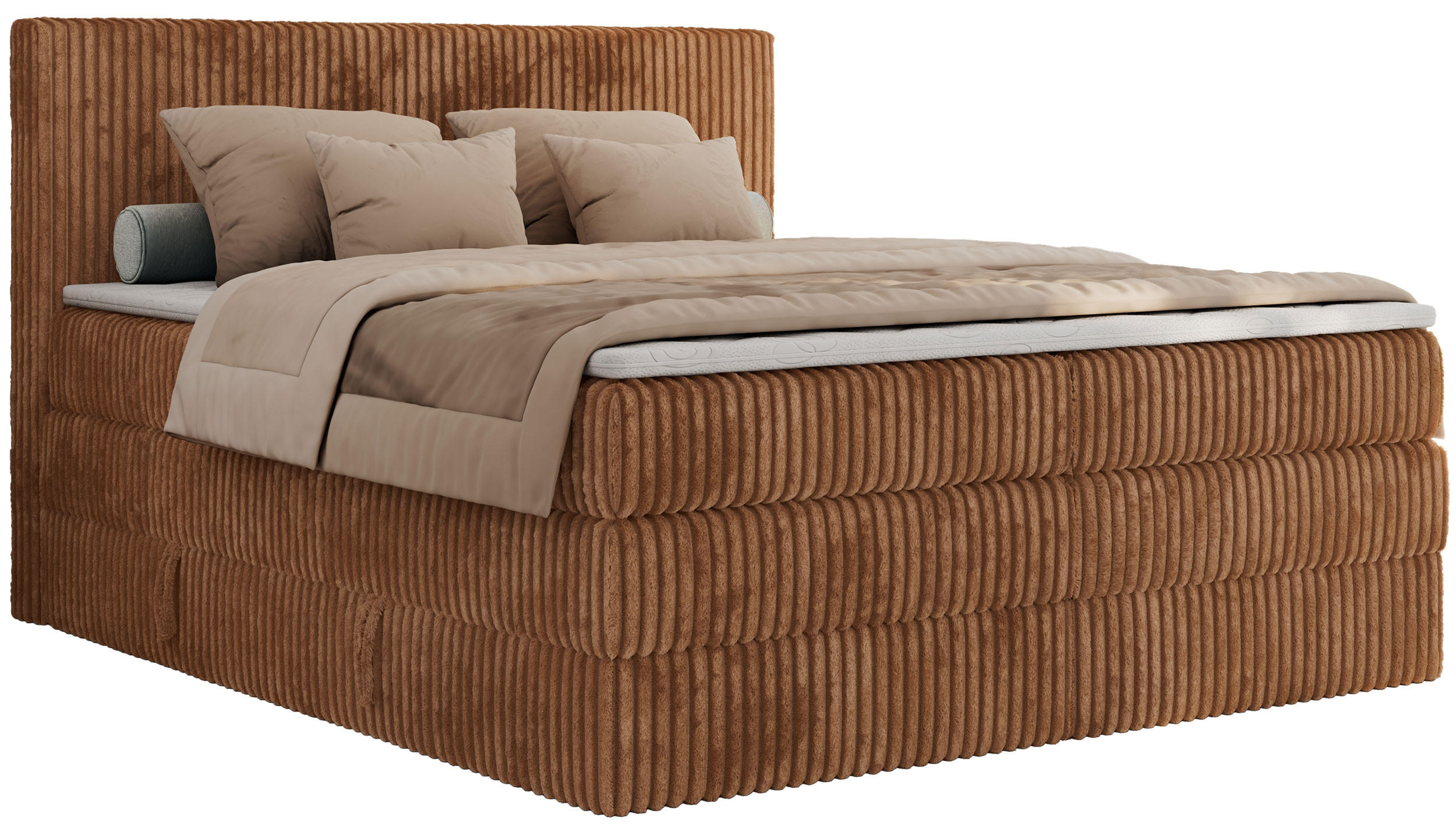 BOXSPRINGBETT TILIANO KING - 140/200 - Orange Cord - H3 - Orange, Holz/Textil (140/200cm) - MKS