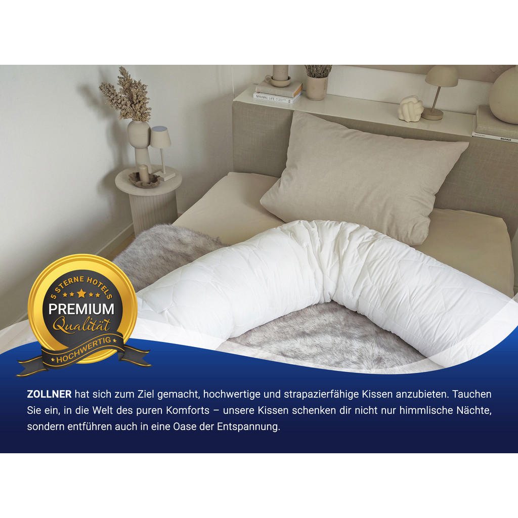 Thumbnail - Zollner Seitenschläferkissen,, Weiß, Textil, 40x200 cm, Oeko-Tex® Standard 100, Schlaftextilien, Kopfkissen & Nackenkiss...