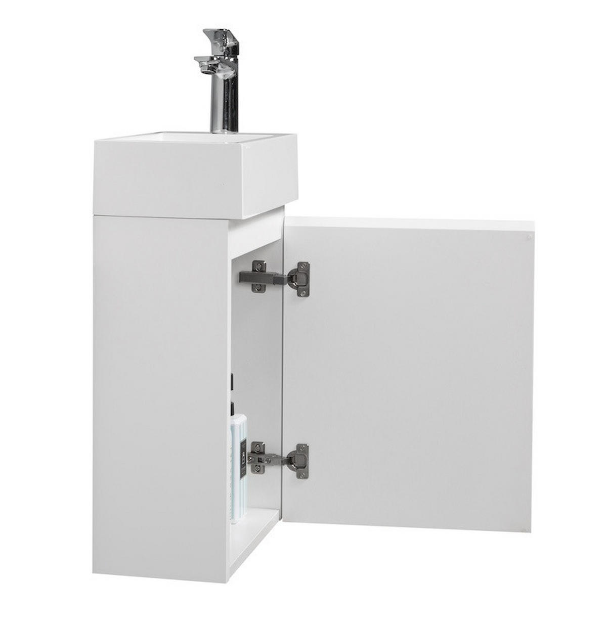 GÄSTE-WC-MÖBELSET Angela 2 Teile Weiß Hochglanz - 40 x 22 x 64 cm - Weiß, Holz (40/52/22cm) - Badplaats