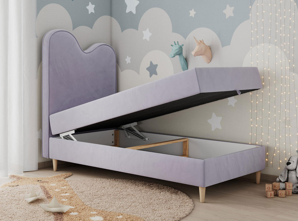 BOXBETT FLOW 90/180 Violett Velvet - H3 - Violett, Holz/Textil (90/180cm) - MKS