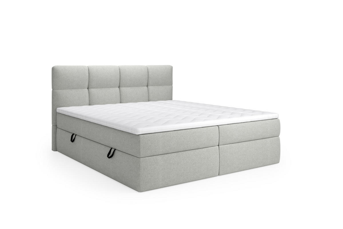 BOXSPRINGBETT Ruhe 160x200 – in Grau, Kaltschaum-Topper, großem Bettkasten - Hellgrau, Textil (160/200cm)