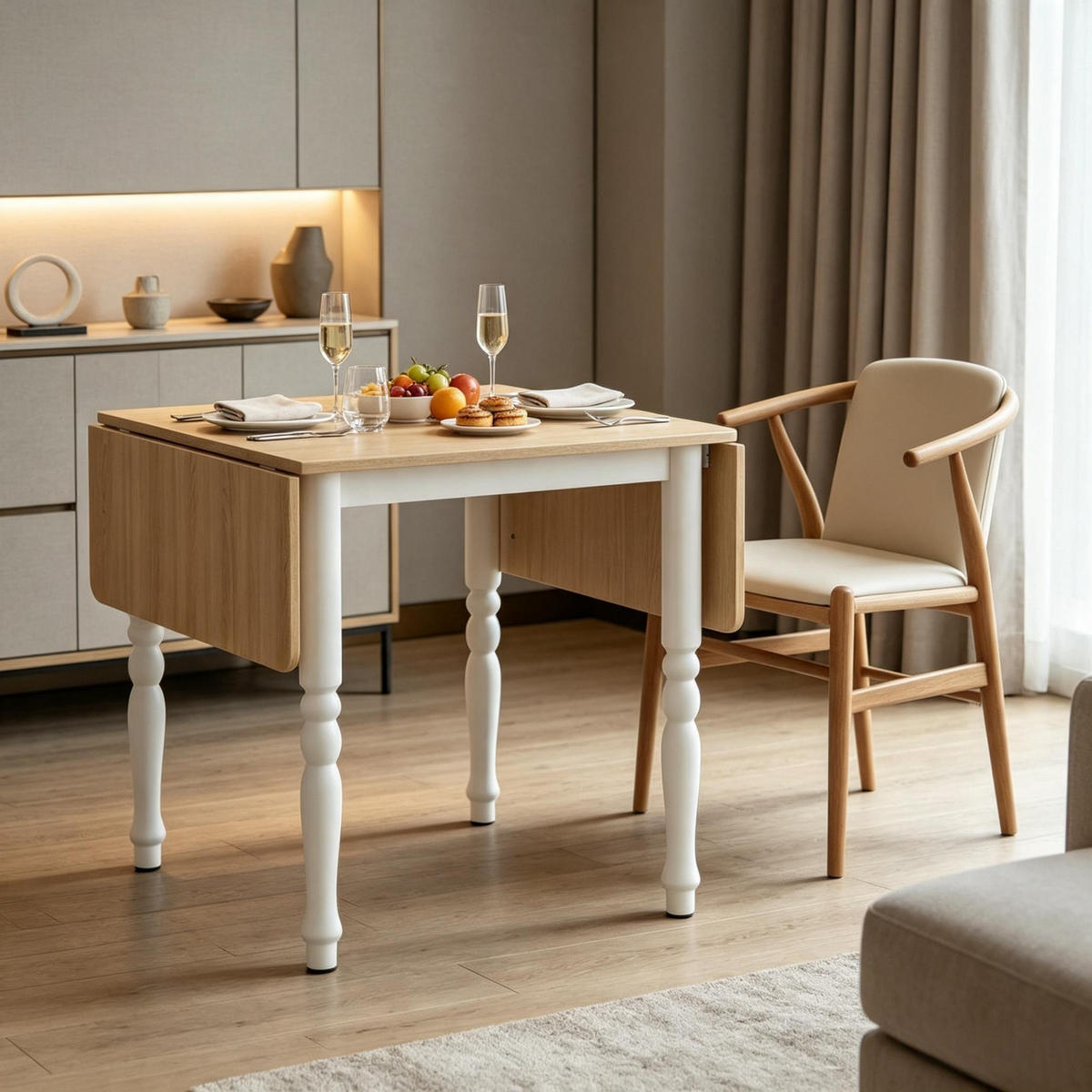 KLAPPTISCH 74-134/80/75 cm mit Stahlfüßen DE-39952 Natur - Eichefarben, Holzwerkstoff (80/134/75cm) - ComfortXL