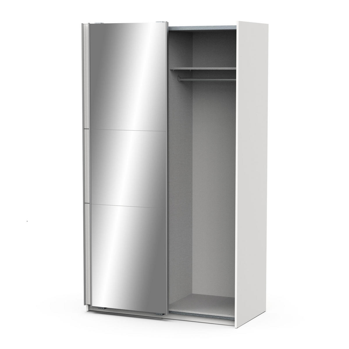 KLEIDERSCHRANK, 2 Schiebetüren mit Spiegel - GHOST - Weiß - 116.5 x 59,8 x 203 cm - Weiß, Holz (59.8/203/116.5cm) - Demeyere