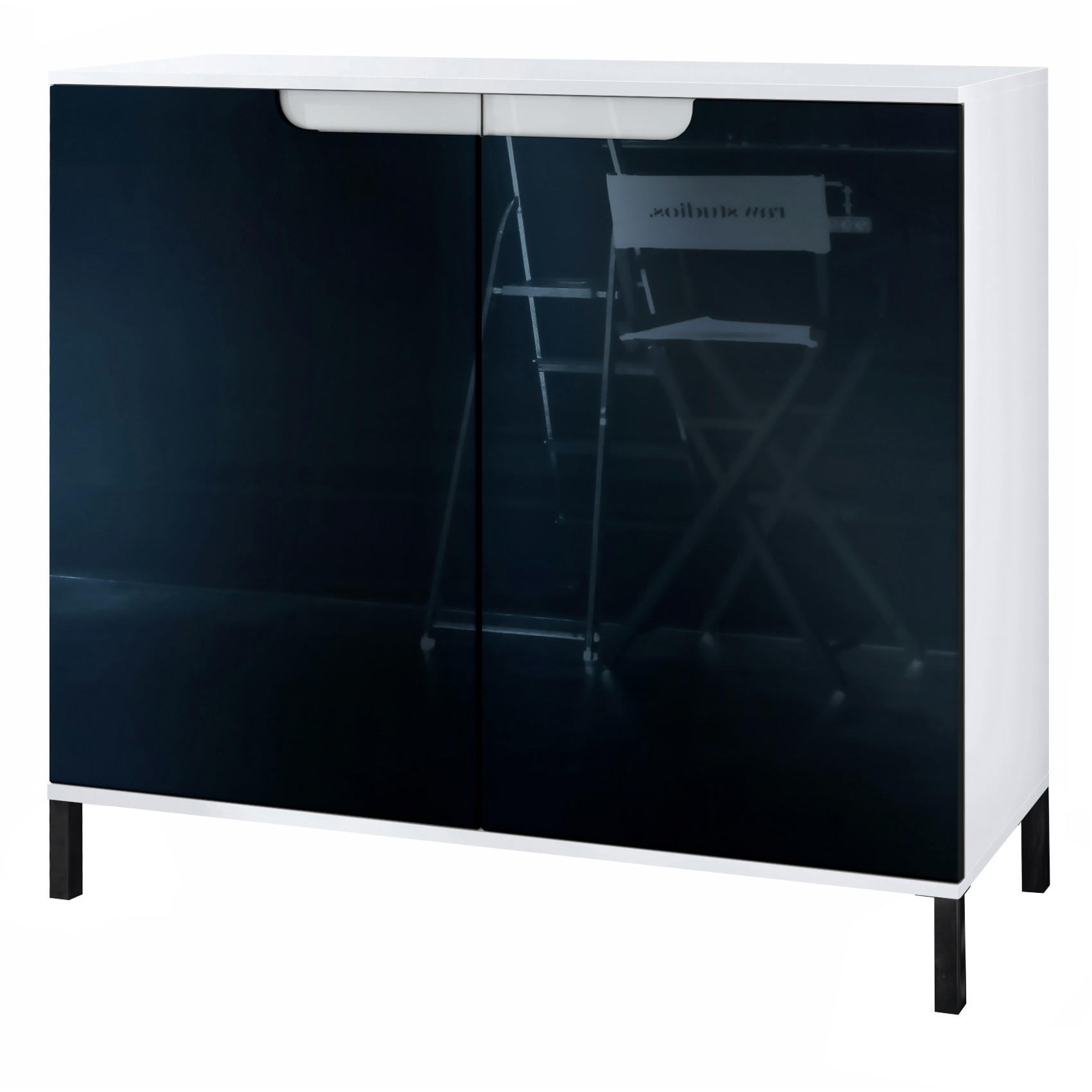 Vladon Kommode Schwarz Hochglanz 92.5x83.5x35 cm