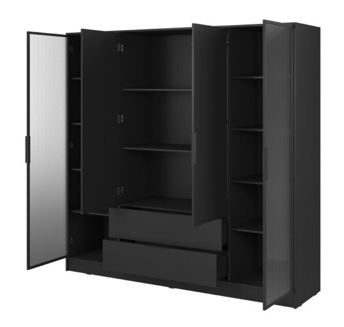 SCHRANK Schwarz ELLY Mit Regalen Und Schubladen - Schwarz, Holzwerkstoff (206/200/51cm) - Sepro Meble