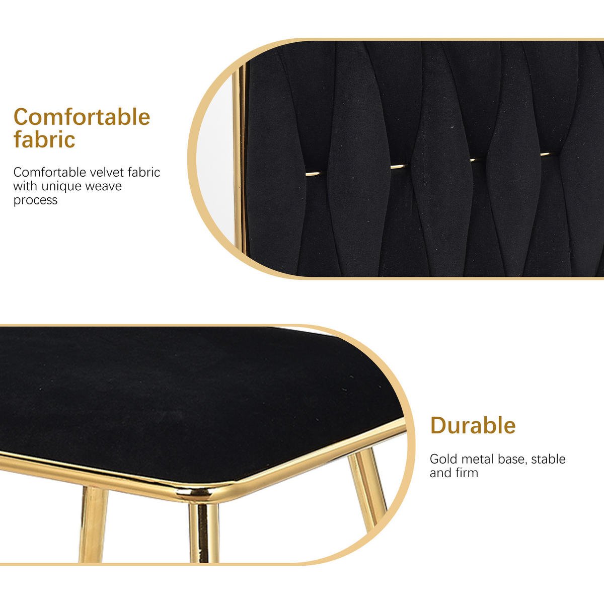 ESSZIMMERSTUHL 2er Set aus Samt, Beige - Schwarz, Metall (44/84.5/44cm)